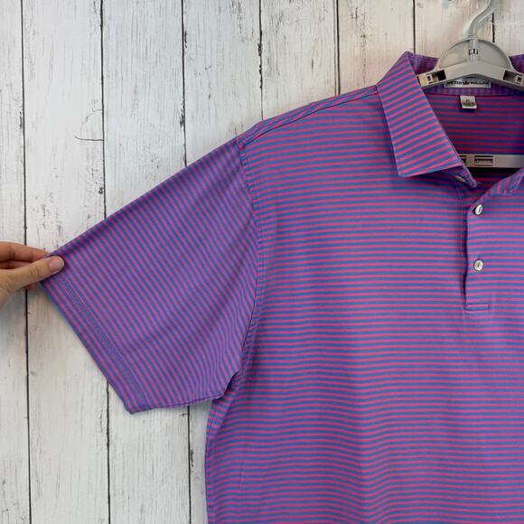 Peter Millar Purple/Blue Cotton Stripe Pilot Mill Halifax Polo Men’s Size XL - Picture 3 of 12